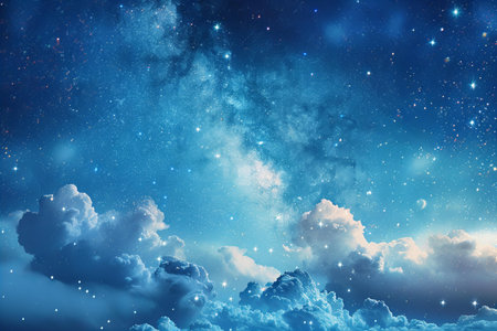 Night sky with stars and nebula. Elements of this image furnished by NASAの写真素材