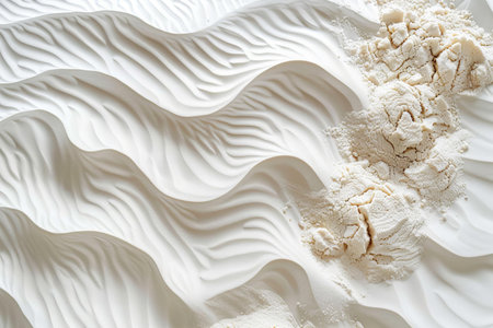 abstract background of white wavy surface with waves and flour.