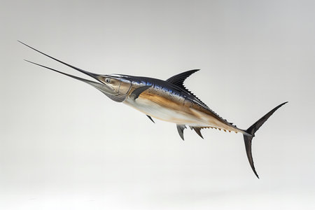 Swordfish on a white background in the studio with a soft shadowの写真素材