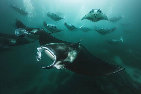 Manta Ray (Manta Ray) swimming in the ocean.の写真素材