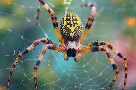Spider on web with bokeh background, macro shot, insect