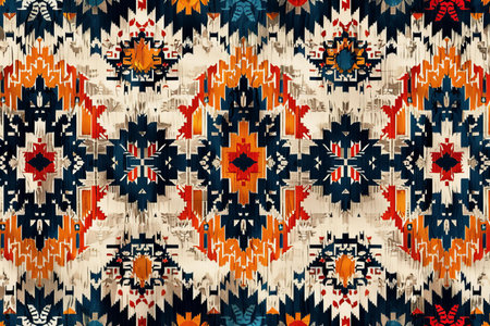 Seamless African pattern. Ethnic ornament. Ikat geometric folklore ornament. Tribal ethnic vector texture.の写真素材