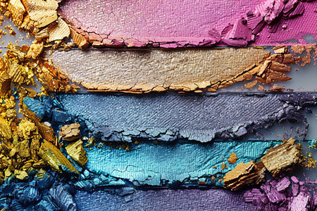 close up of  a palette of colorful eyeshadow as backgroundの写真素材