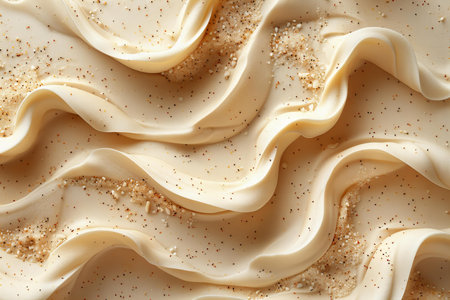 Delicious cream swirl as background, top view. Flour productの写真素材