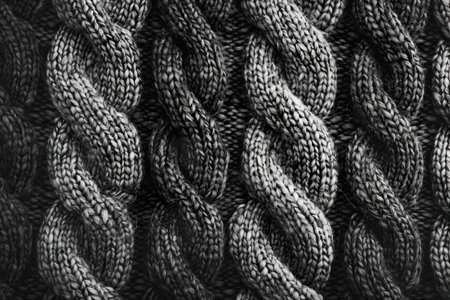 Black knitted fabric texture background. Close up of wool fabric texture.
