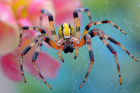 Close up of spider on the flower in the garden, Thailand.