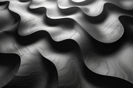 Black and white abstract wavy background. Fantasy fractal texture. Digital art. 3D rendering.