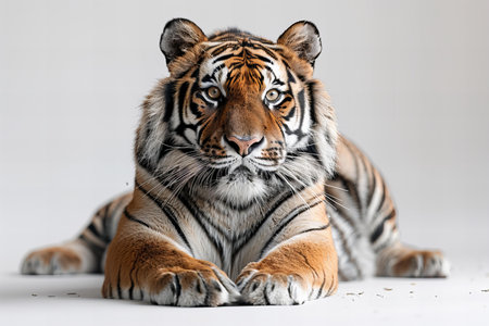 Portrait of a tiger on a white background. Studio shot.