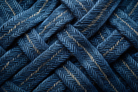 Close up of blue rope texture background. Macro shot of thread.