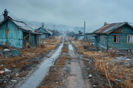 Old wooden houses in the village. Russia, Vladivostok