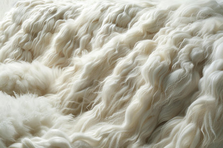 Sheep fur background. Close up of white fluffy sheep wool texture