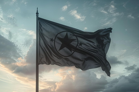 Flag of the United States of America on a flagpole waving in the wind