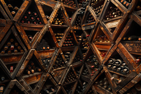 Old wine bottles in a wine cellar. Close-up of wine bottles in a wine cellar.