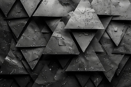 abstract black and white background of triangles. 3d render illustration