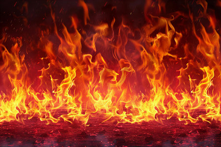 Fire flames on black background. Abstract fire texture. 3d rendering