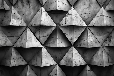 3d rendering of abstract geometric background with triangular shapes in black and white