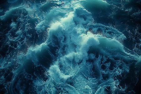 Blue stormy sea. Abstract nature background. 3d render illustration