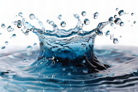 water splash macro close up isolated on white background with clipping path.