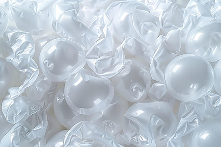White balloons background with a lot of helium balloons. 3d rendering