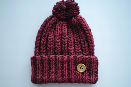 knitted hat with pompon isolated on white background. winter clothing