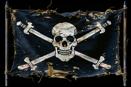 Grunge Pirate flag on a black background.