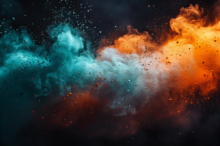 colorful explosion of smoke on a black background. Abstract background.