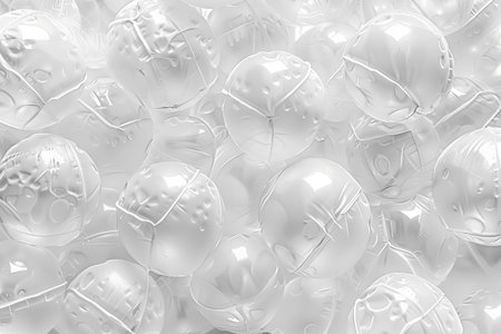 A lot of white plastic balloons on a white background. 3d rendering