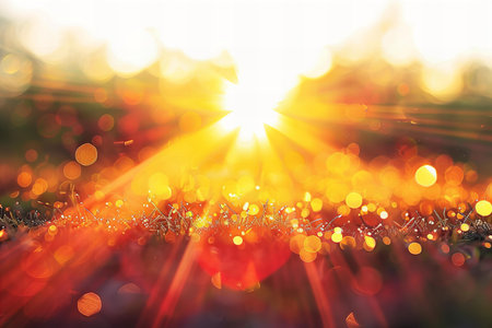 abstract natural background with bokeh defocused lights and red heart