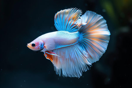 Capture the moving moment of blue siamese fighting fish isolated on black background. betta fish.