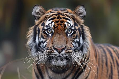 Close-up of a Sumatran Tiger (Panthera tigris sumatrae)の写真素材