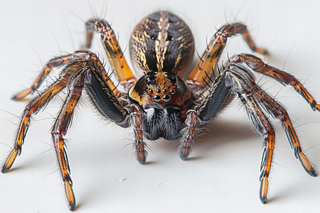 Close up of a jumping spider on a white background. Macro.