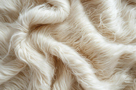 Close up of white fur texture background. Macro image of sheep wool.