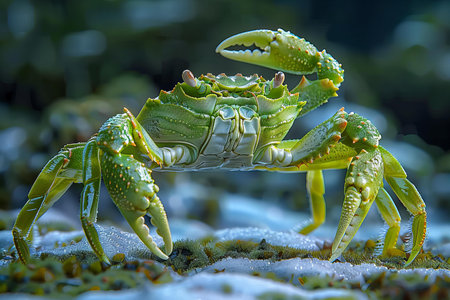 Close-up of a green crab. Macro.