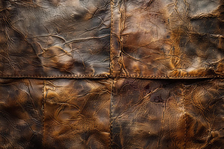 Closeup detail of brown leather texture background. Brown leather texture.