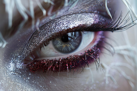 Close up shot of beautiful woman's eye with creative make-up