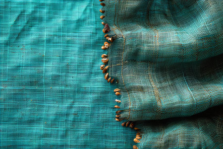 Old blue fabric texture background. Close up of old blue fabric texture background.
