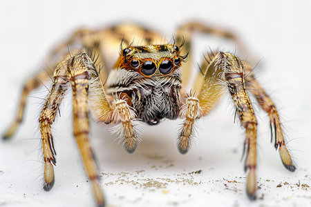 jumping spider close up on white background with clipping path. macro