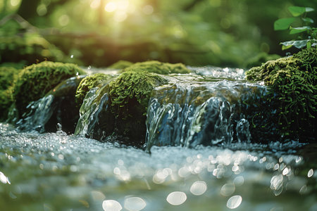 Small waterfall in the forest. Nature background. Waterfall in the forest.
