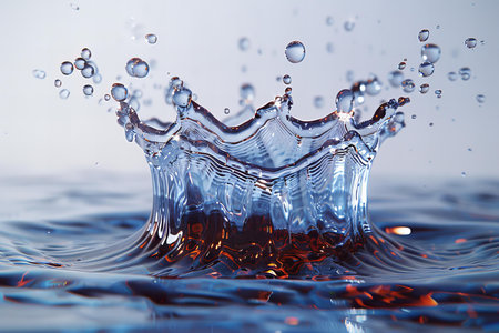 Falling drops of water. Splash effect after collision a falling drops with water Surface
