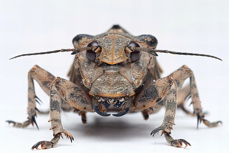 Longhorn beetle on a white background, closeup of photo