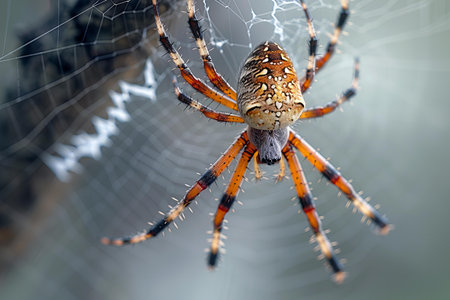 Image of big spider on web in nature. Insect. Animal.