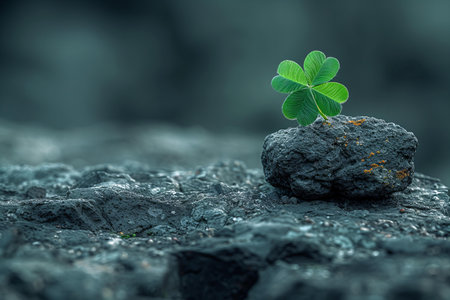 Green clover growing on rock. St. Patrick's day conceptの写真素材