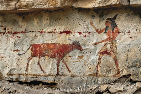 Ancient Egyptian hieroglyphs on the walls of the ancient city