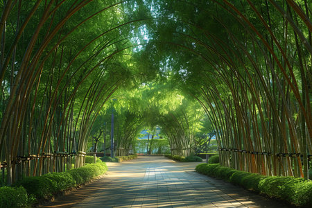 Bamboo alley in the park, Chengdu, Sichuan Province, Chinaの写真素材