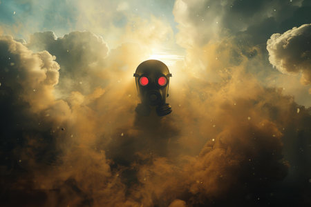 Gas mask against the background of the sky. 3d rendering.