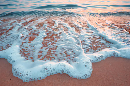 Soft wave of the sea on the sandy beach. Nature background.
