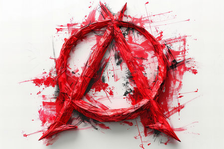 Symbol painted in red paint on white background. 3D rendering