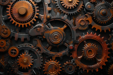 Mechanical background with gears and cogwheels. 3d rendering