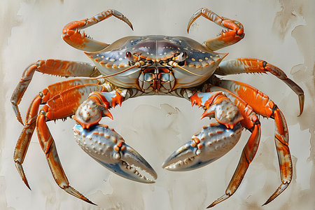 crab on the white background, 3d illustration, computer graphics