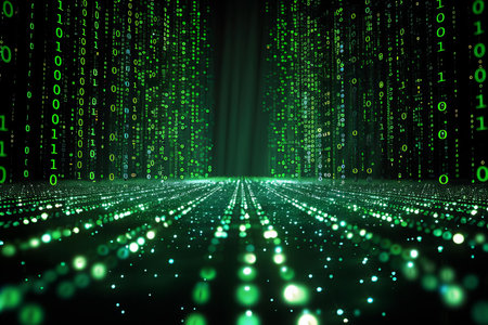 abstract matrix background of binary code. 3d rendering - illustration